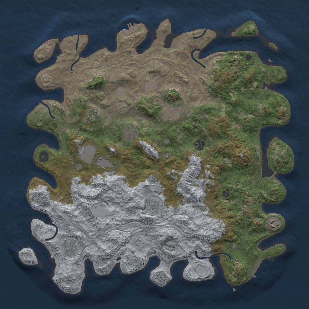 Rust Map: Procedural Map, Size: 4500, Seed: 23088, 18 Monuments