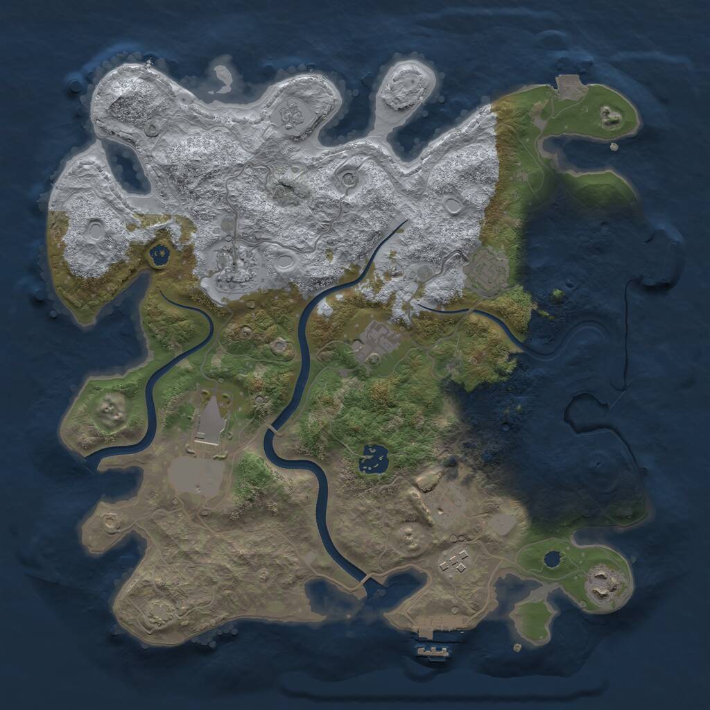 Rust Map: Procedural Map, Size: 3500, Seed: 84635167, 14 Monuments