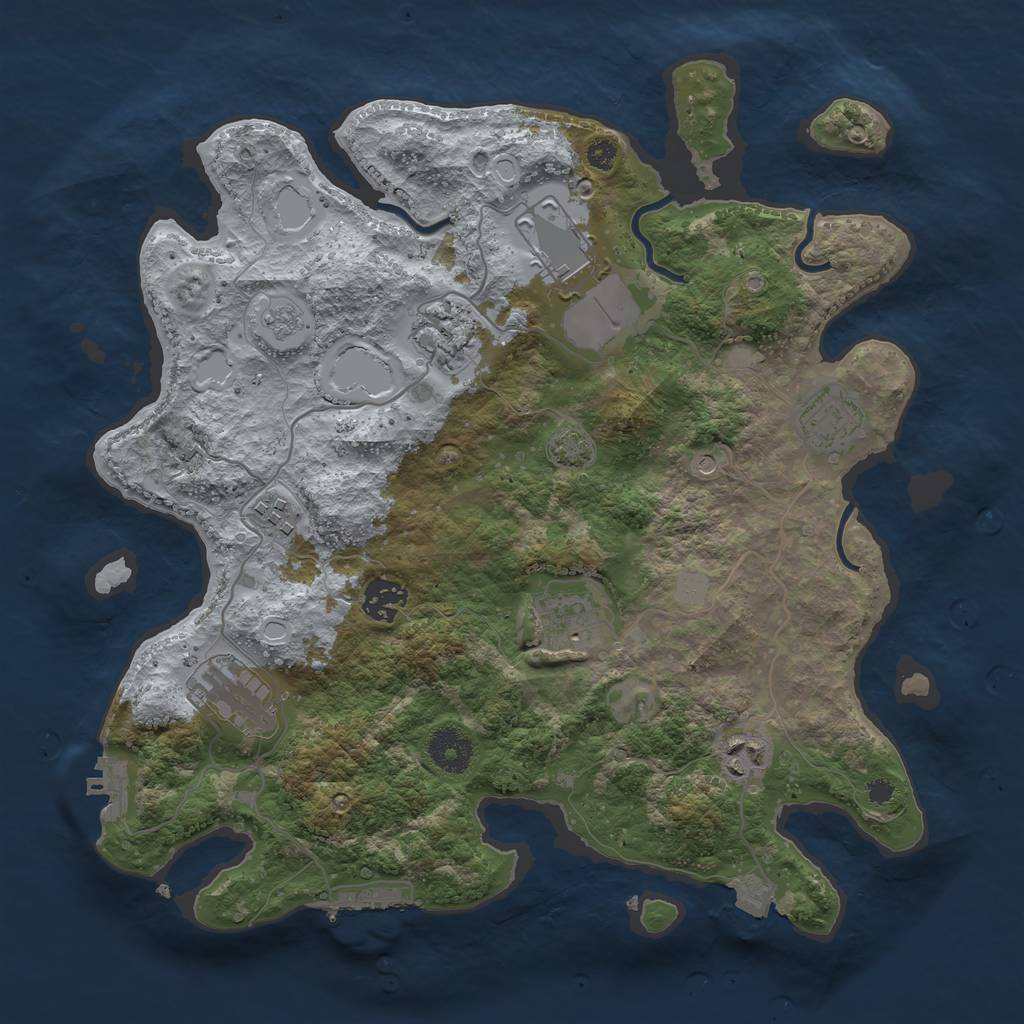 Rust Map: Procedural Map, Size: 3500, Seed: 3900293, 16 Monuments