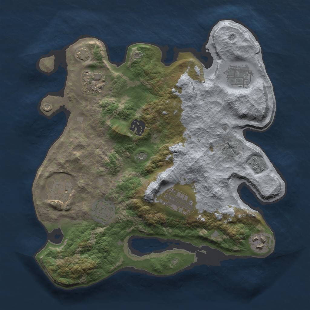 Rust Map: Barren, Size: 3000, Seed: 2333, 12 Monuments