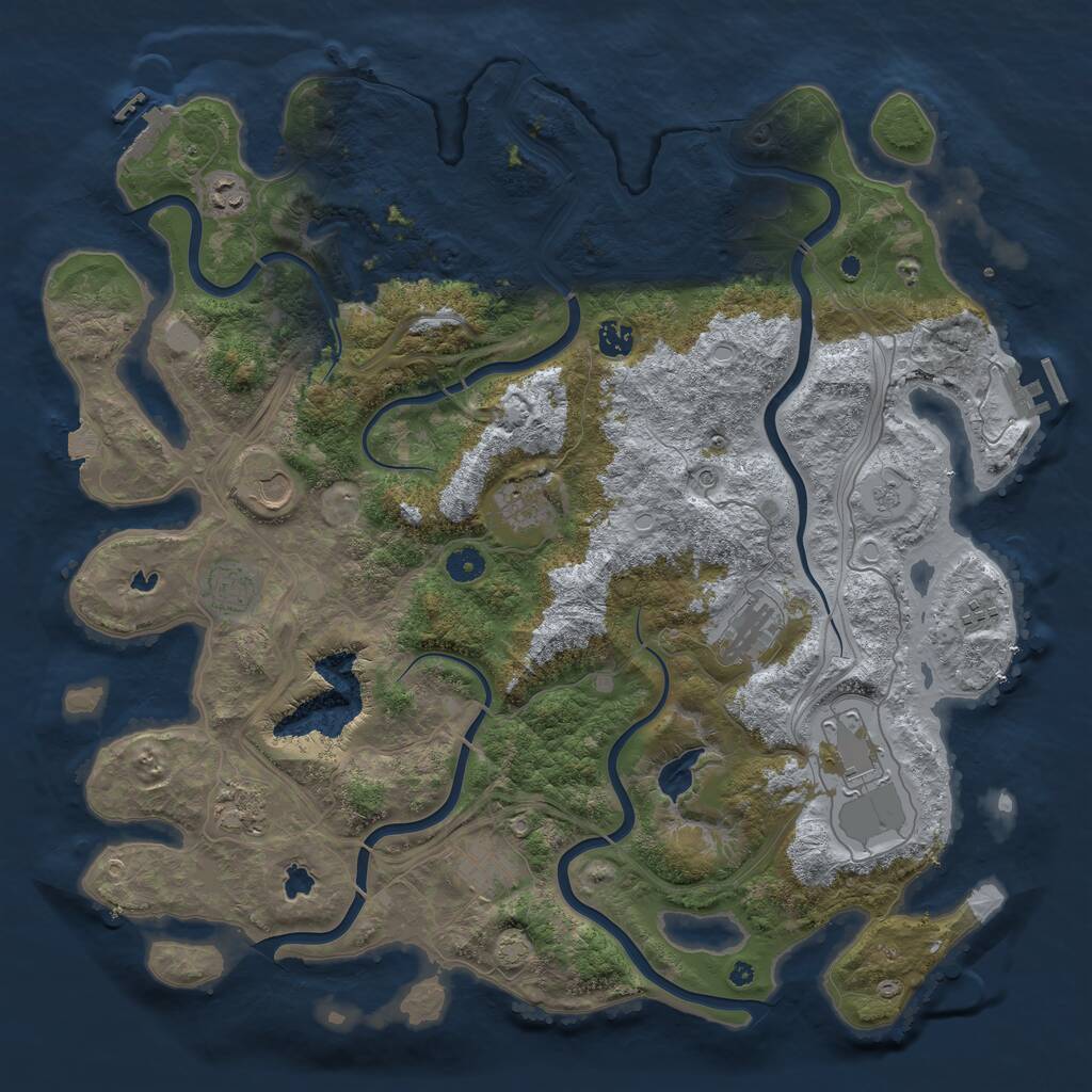 Rust Map: Procedural Map, Size: 4500, Seed: 478541, 16 Monuments
