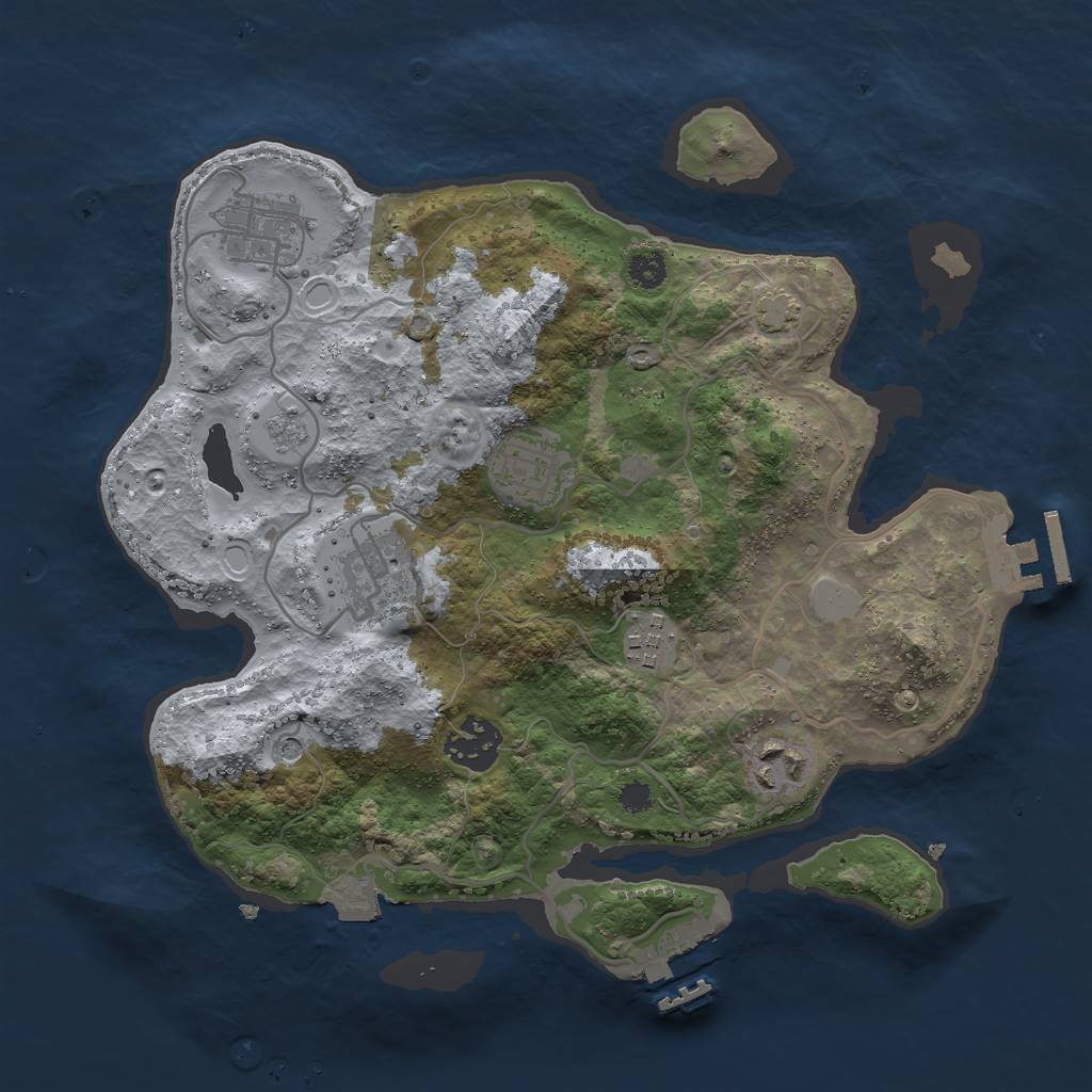 Rust Map: Procedural Map, Size: 3000, Seed: 1076816082, 14 Monuments