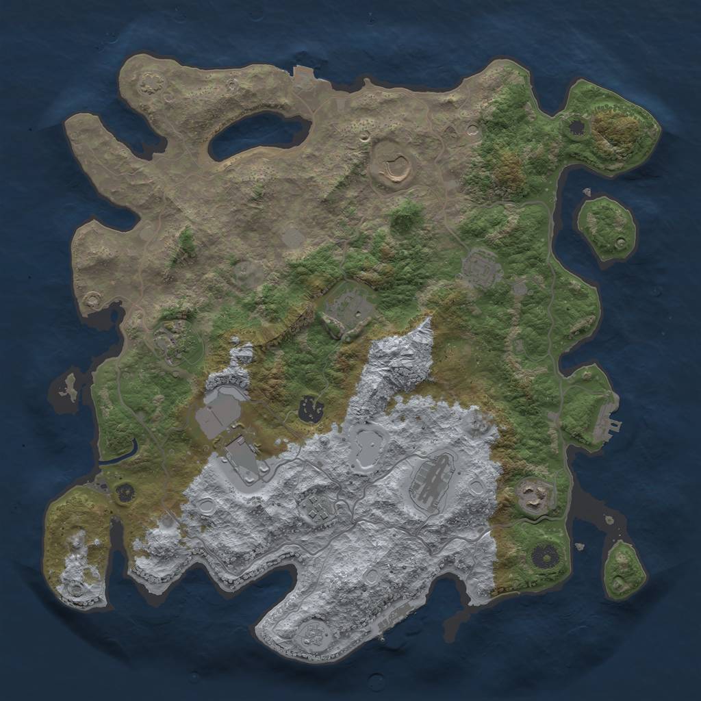 Rust Map: Procedural Map, Size: 4000, Seed: 1312069965, 17 Monuments