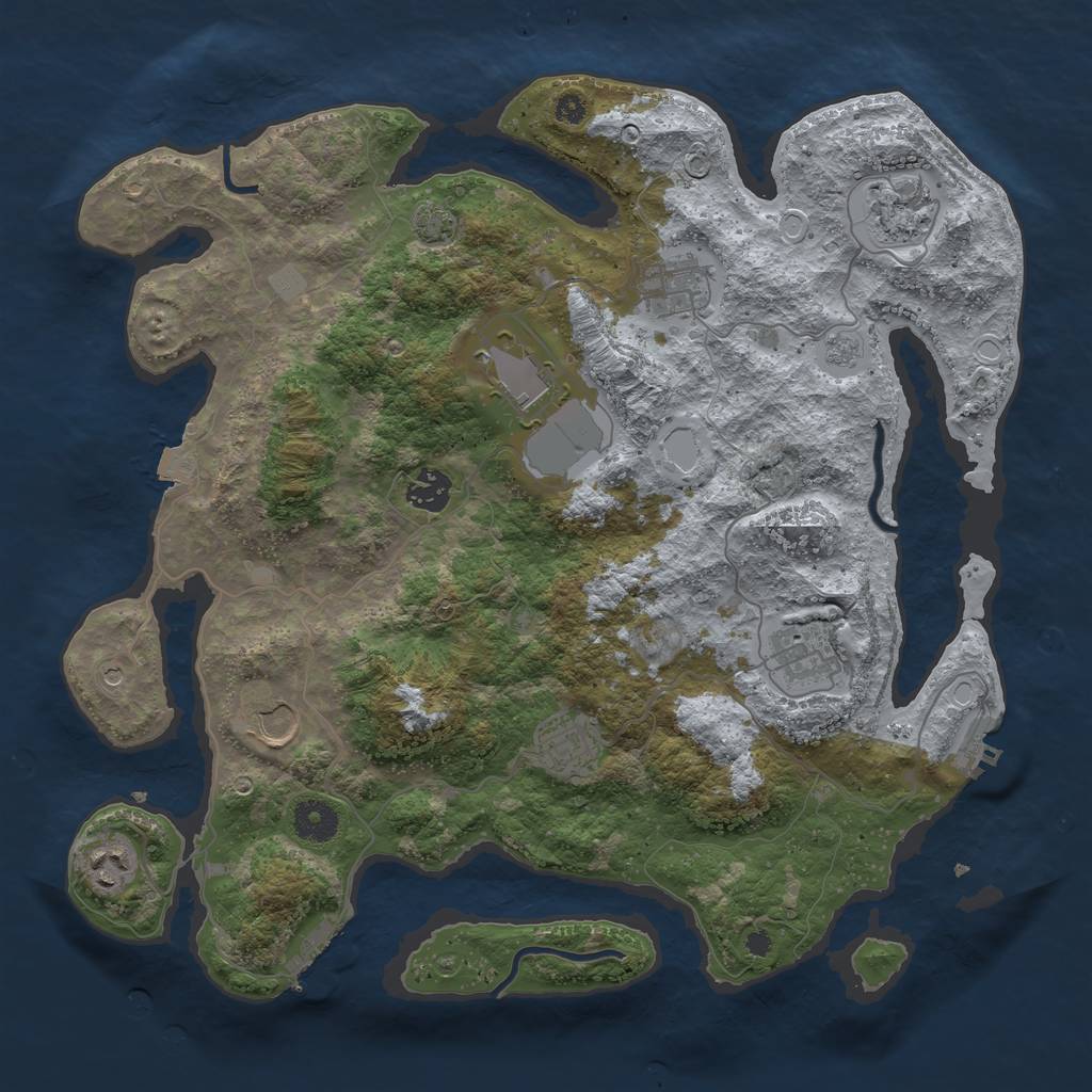 Rust Map: Procedural Map, Size: 3750, Seed: 873779487, 16 Monuments