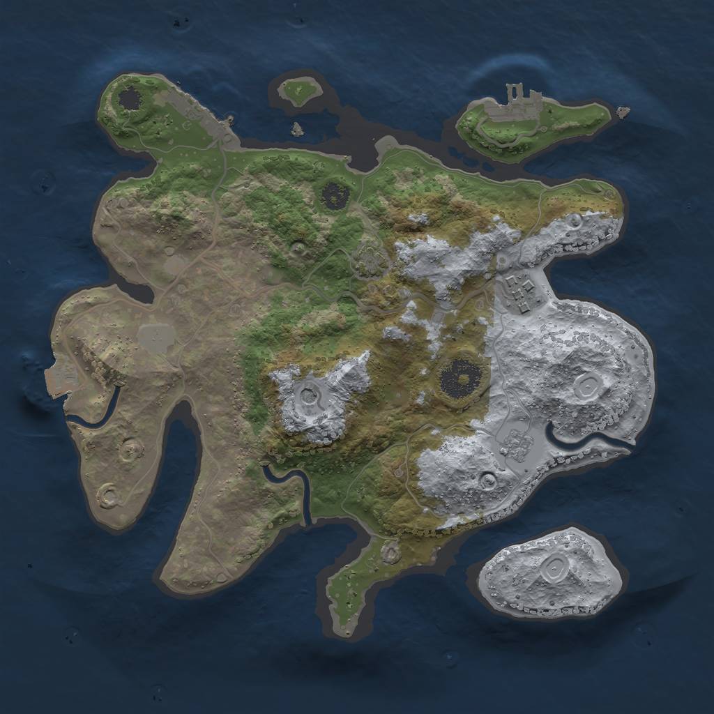 Rust Map: Procedural Map, Size: 2700, Seed: 374823772, 9 Monuments