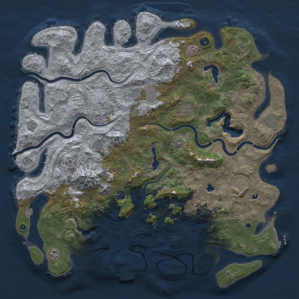 Rust Map: Procedural Map, Size: 5000, Seed: 2483, 15 Monuments