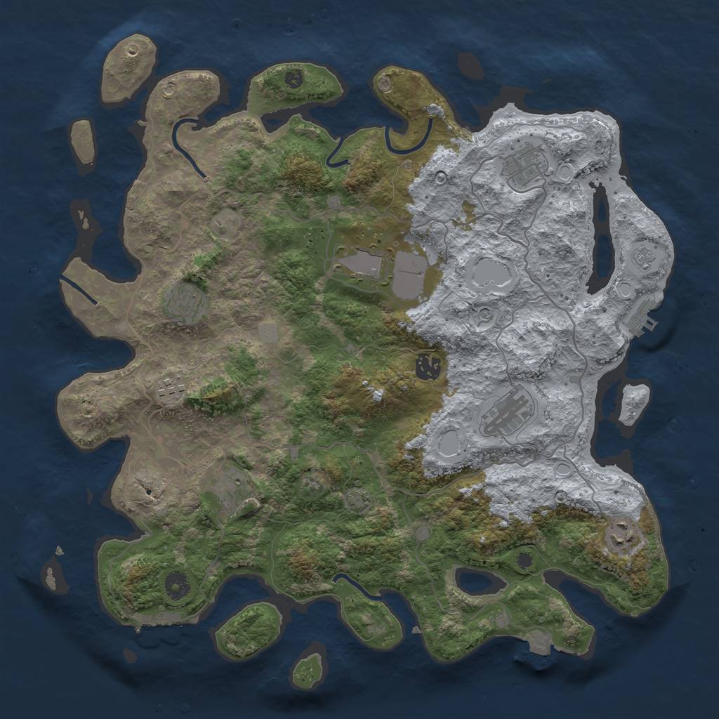 Rust Map: Procedural Map, Size: 4000, Seed: 1160008531, 16 Monuments