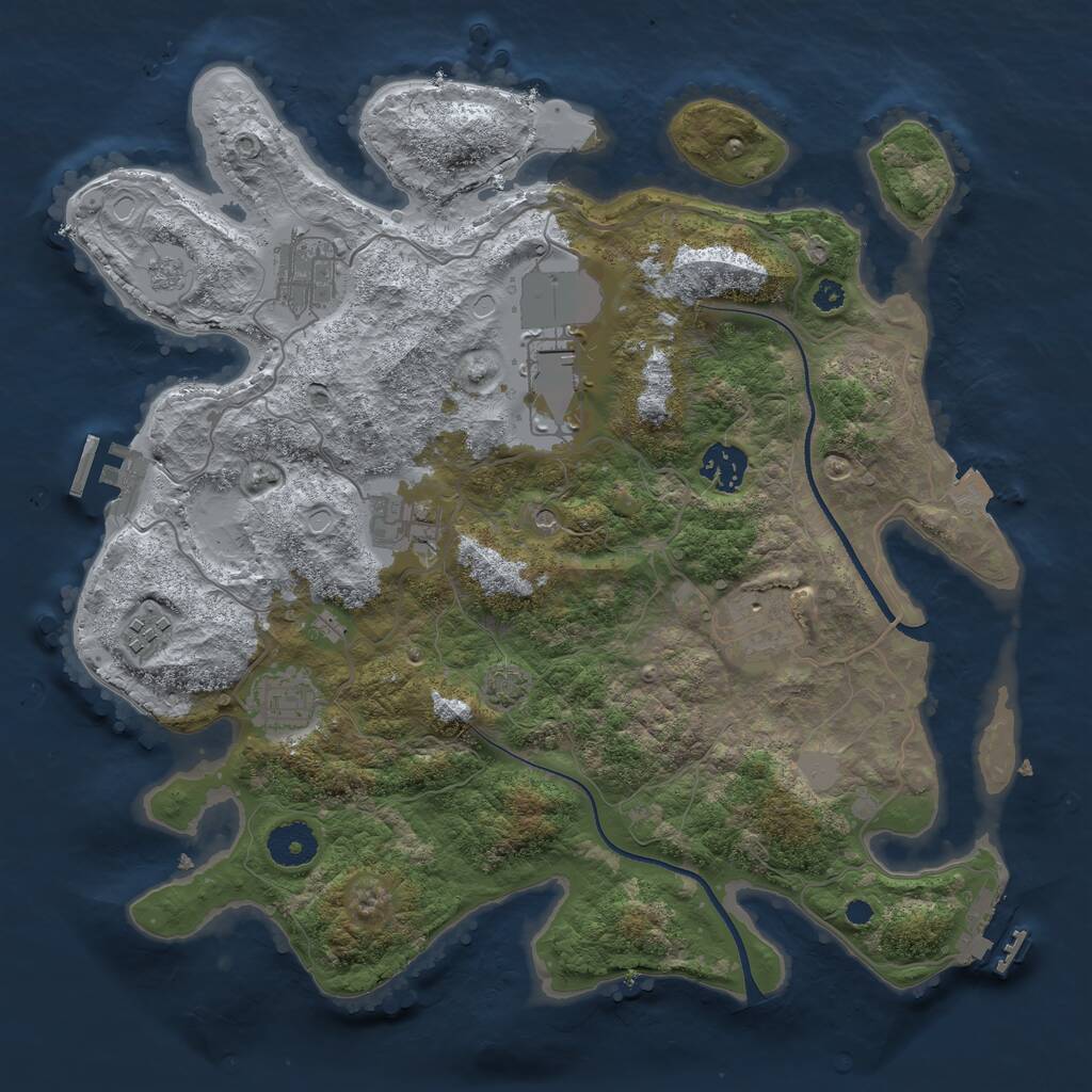 Rust Map: Procedural Map, Size: 3500, Seed: 766782969, 13 Monuments
