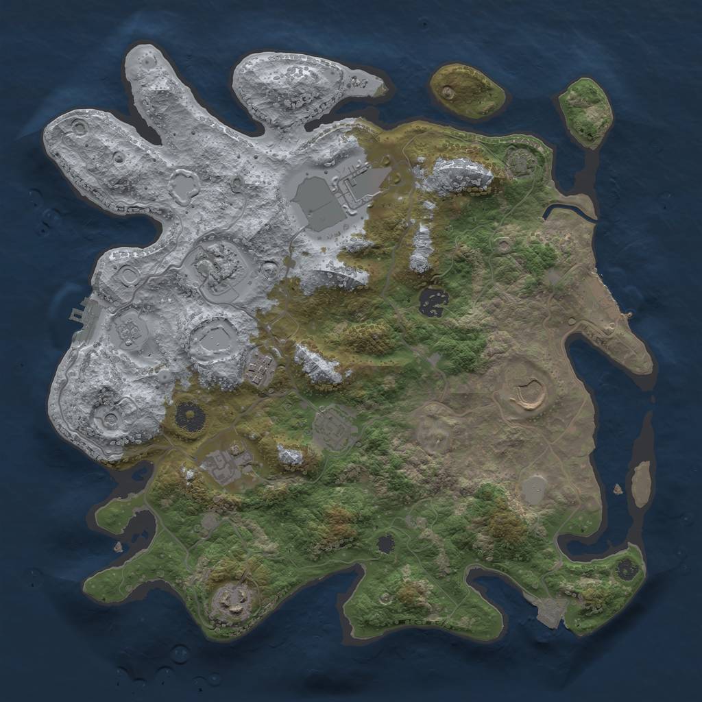 Rust Map: Procedural Map, Size: 3500, Seed: 766782969, 16 Monuments