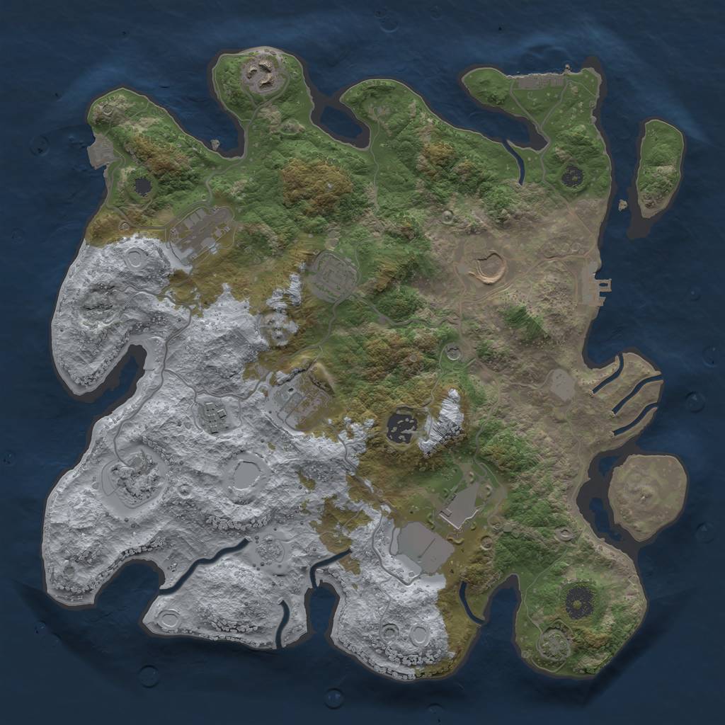 Rust Map: Procedural Map, Size: 3500, Seed: 952111426, 17 Monuments