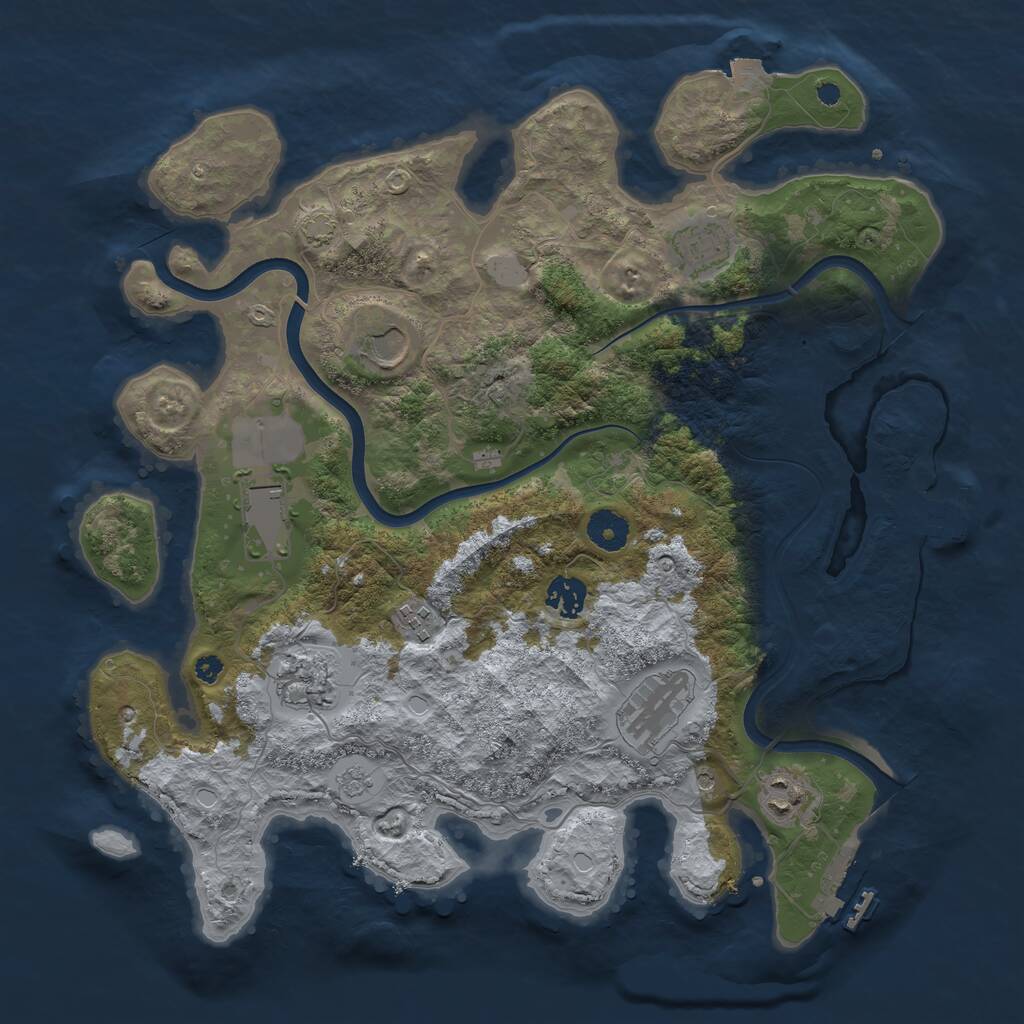 Rust Map: Procedural Map, Size: 3750, Seed: 155098769, 14 Monuments