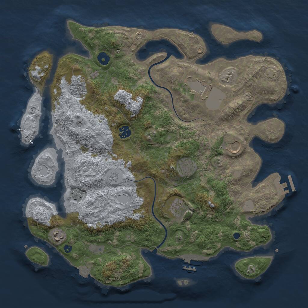 Rust Map: Procedural Map, Size: 3750, Seed: 973695368, 14 Monuments