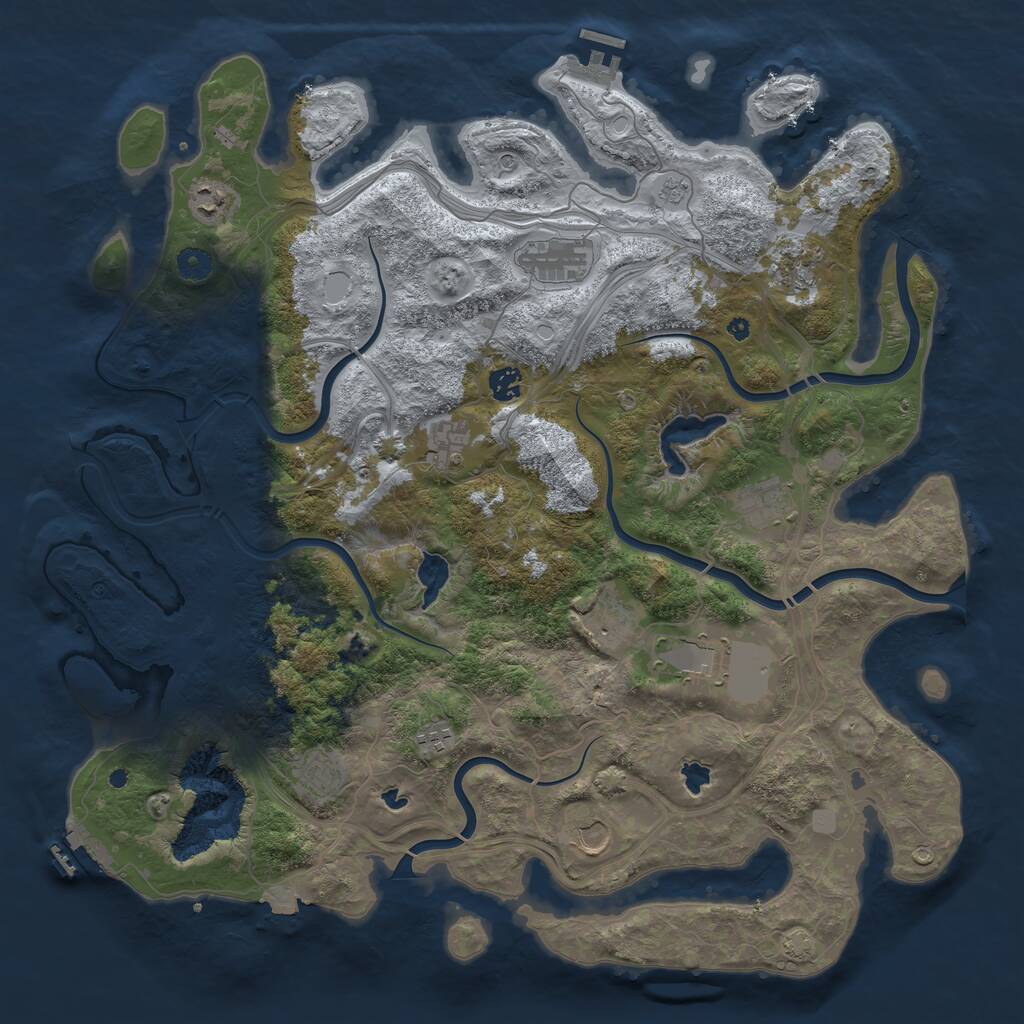 Rust Map: Procedural Map, Size: 4500, Seed: 1959267390, 17 Monuments