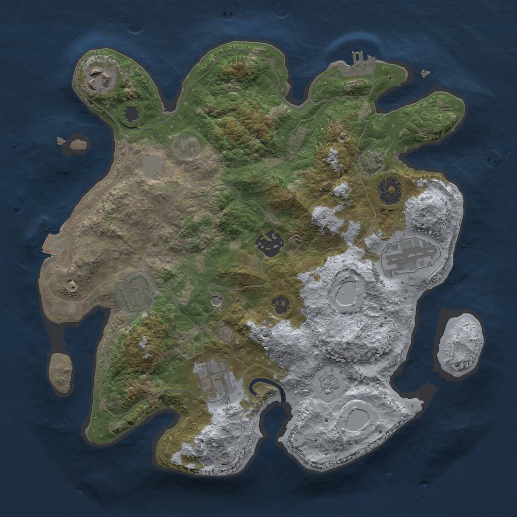 Rust Map: Procedural Map, Size: 3000, Seed: 168911, 12 Monuments