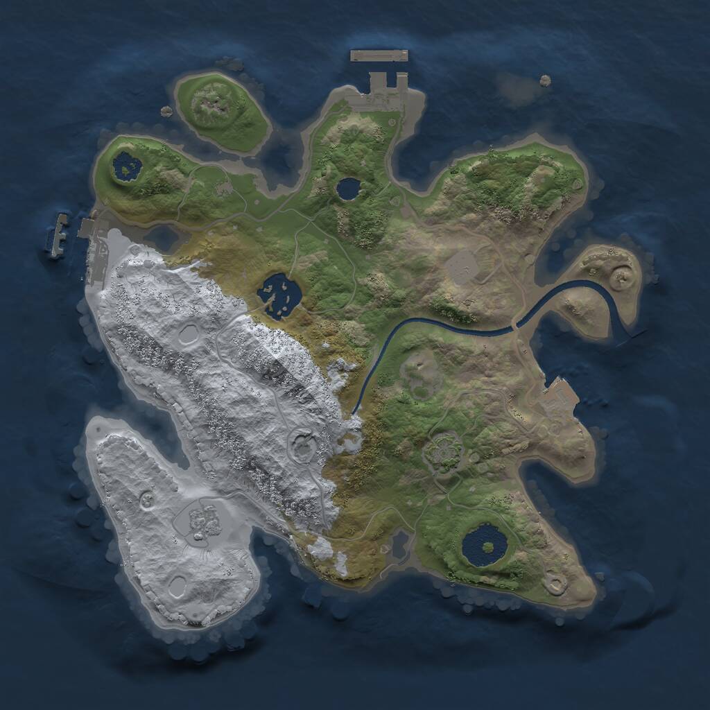 Rust Map: Procedural Map, Size: 2500, Seed: 158930485, 6 Monuments