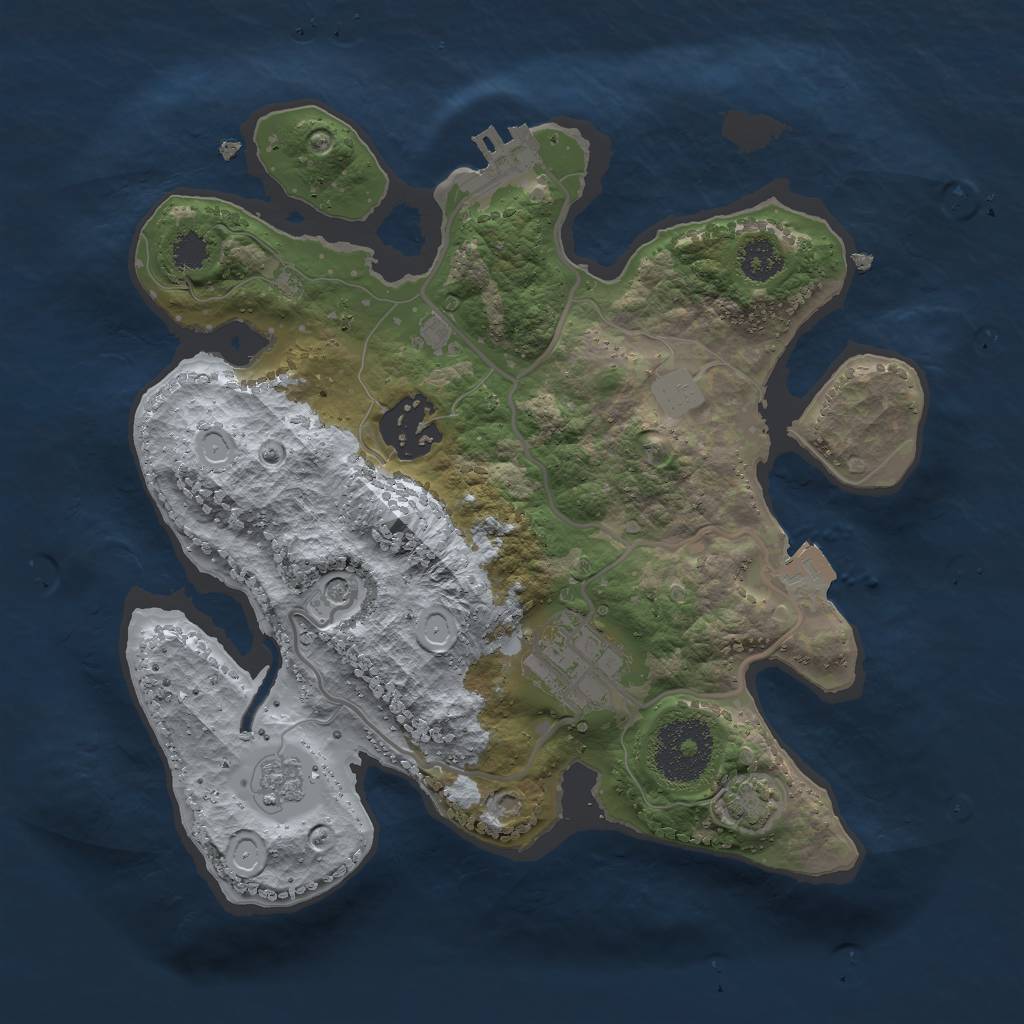 Rust Map: Procedural Map, Size: 2500, Seed: 158930485, 9 Monuments