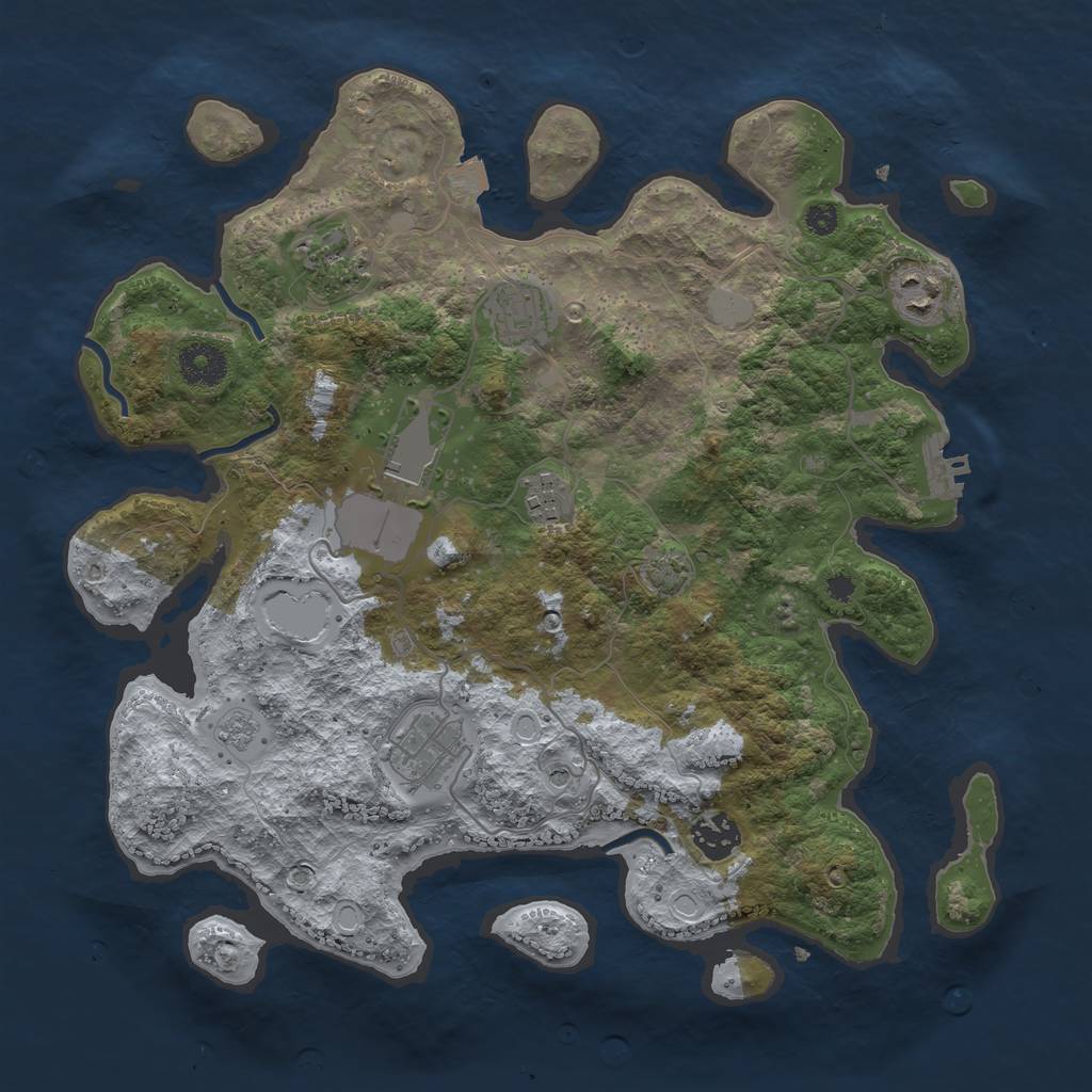 Rust Map: Procedural Map, Size: 3500, Seed: 9863, 14 Monuments