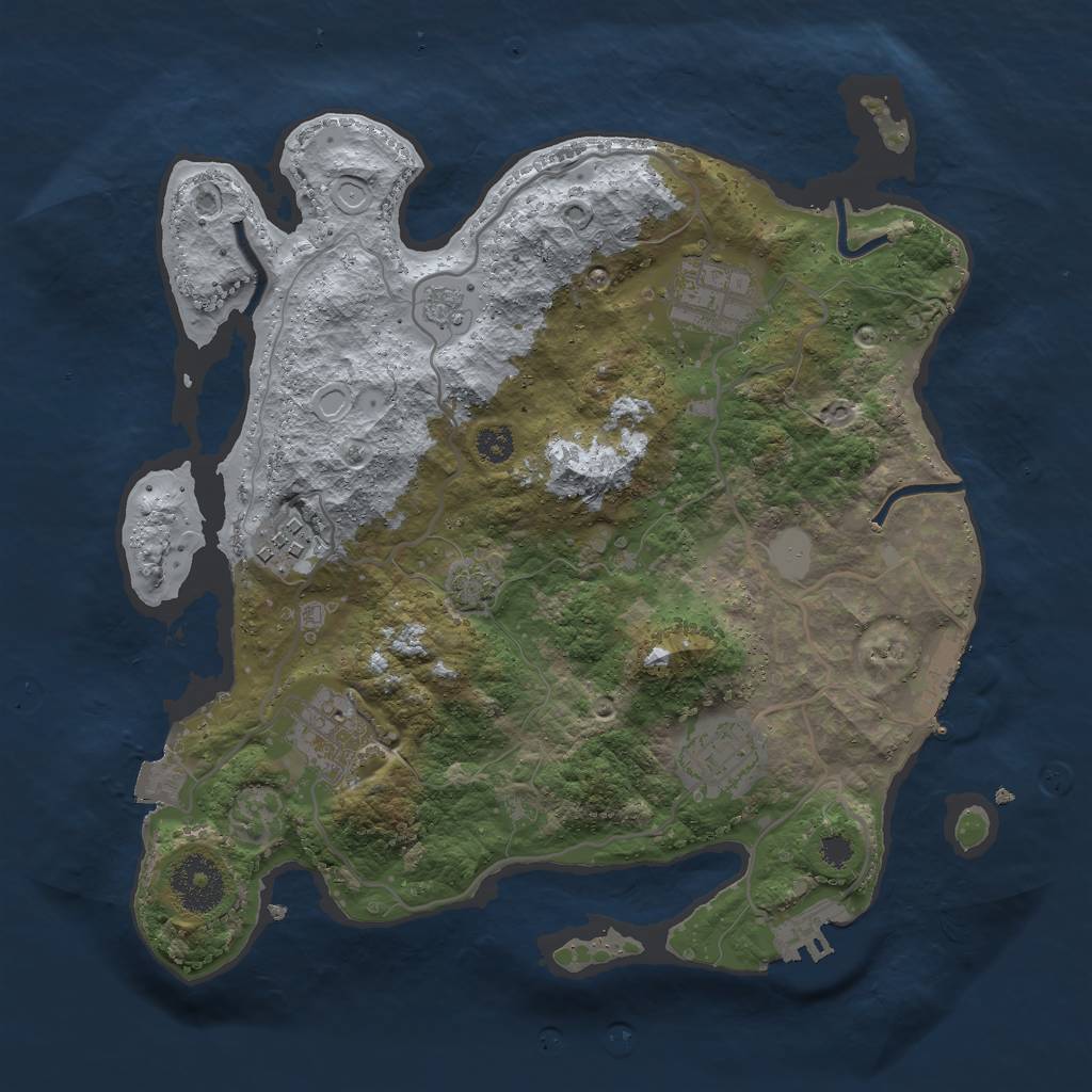 Rust Map: Procedural Map, Size: 3000, Seed: 9190, 11 Monuments