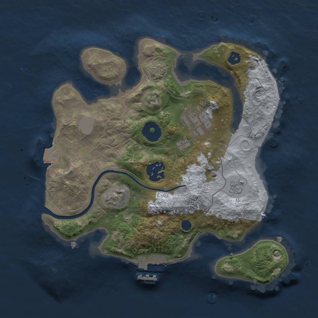 Rust Map: Procedural Map, Size: 2500, Seed: 973390542, 6 Monuments