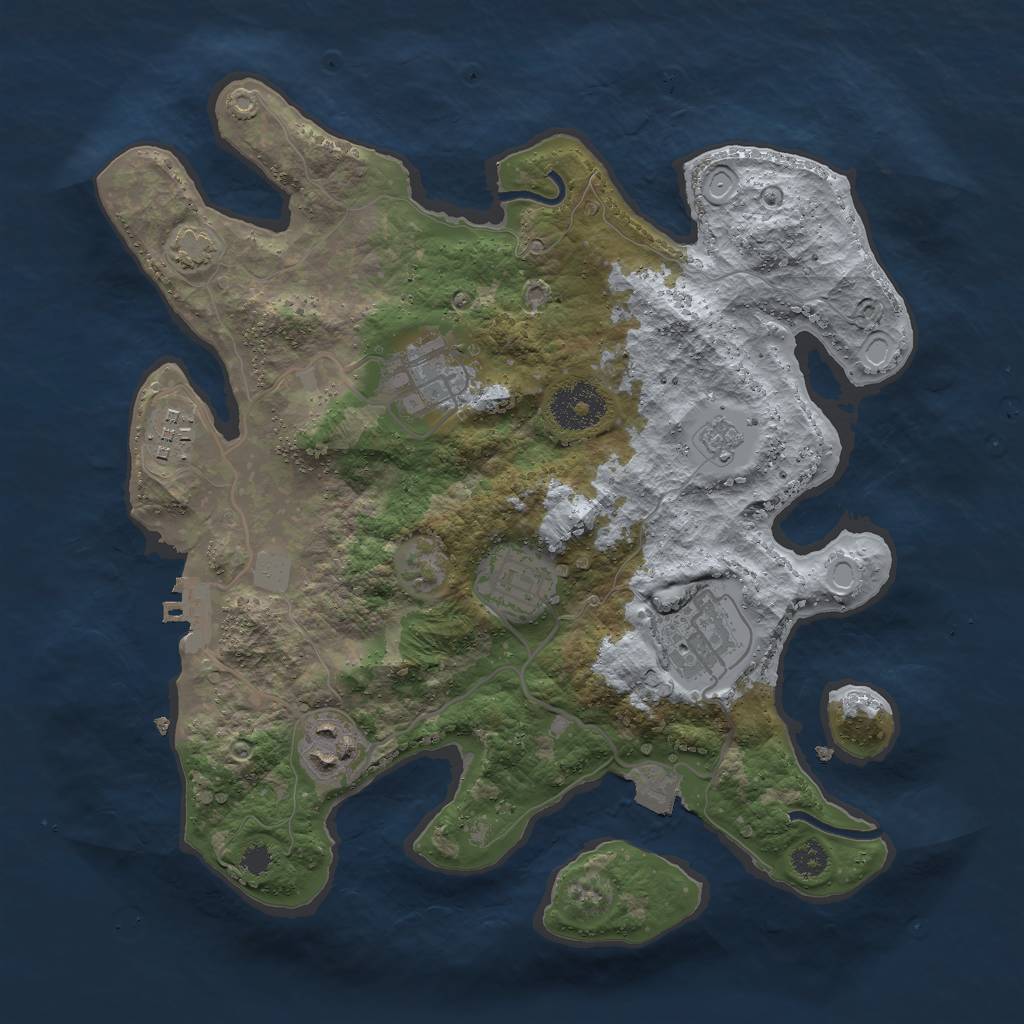 Rust Map: Procedural Map, Size: 3000, Seed: 23082, 11 Monuments