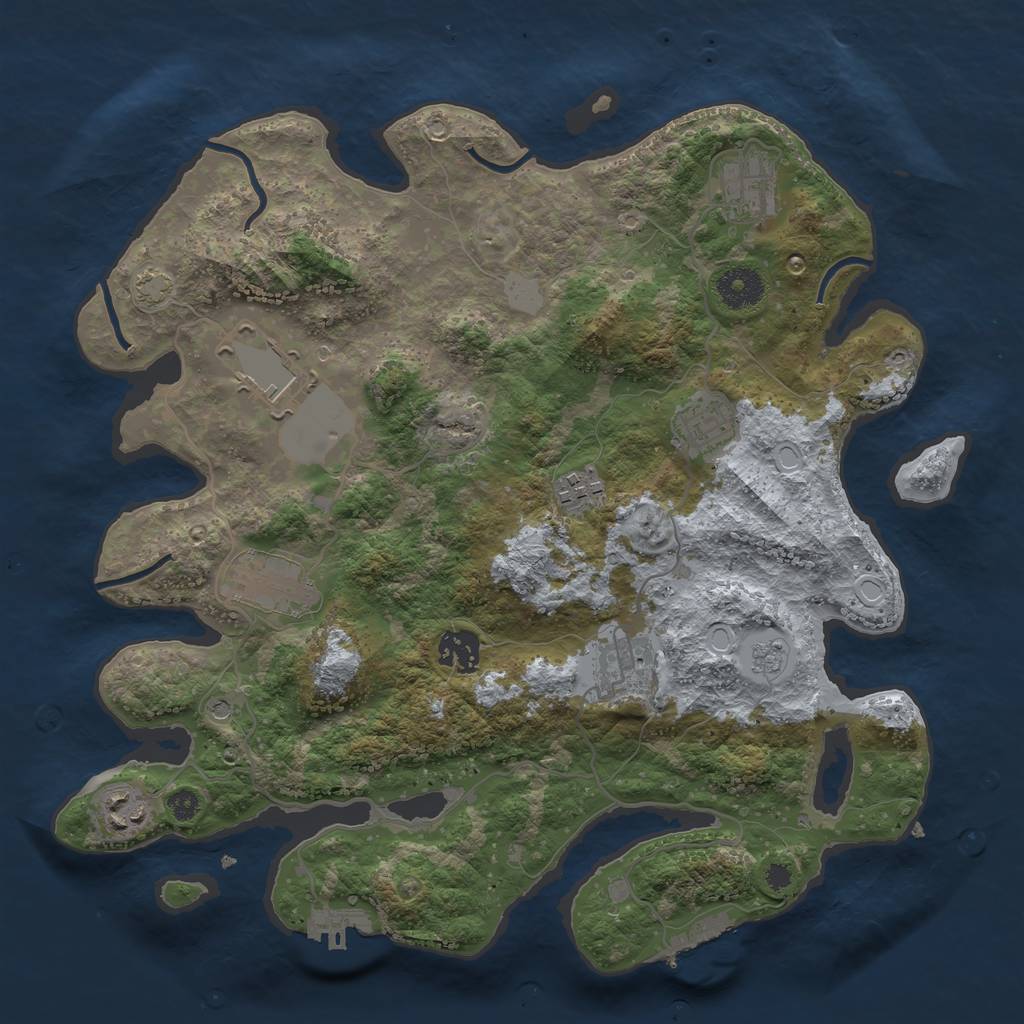 Rust Map: Procedural Map, Size: 3500, Seed: 64486159, 16 Monuments