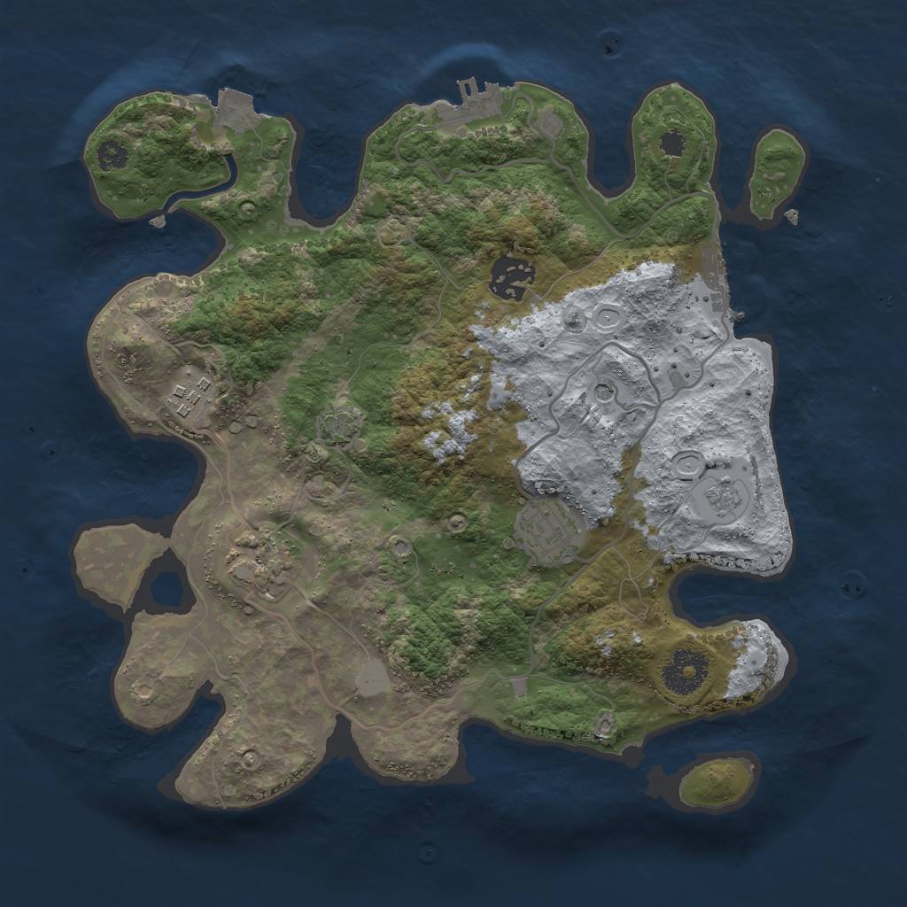 Rust Map: Procedural Map, Size: 3000, Seed: 2055201786, 12 Monuments