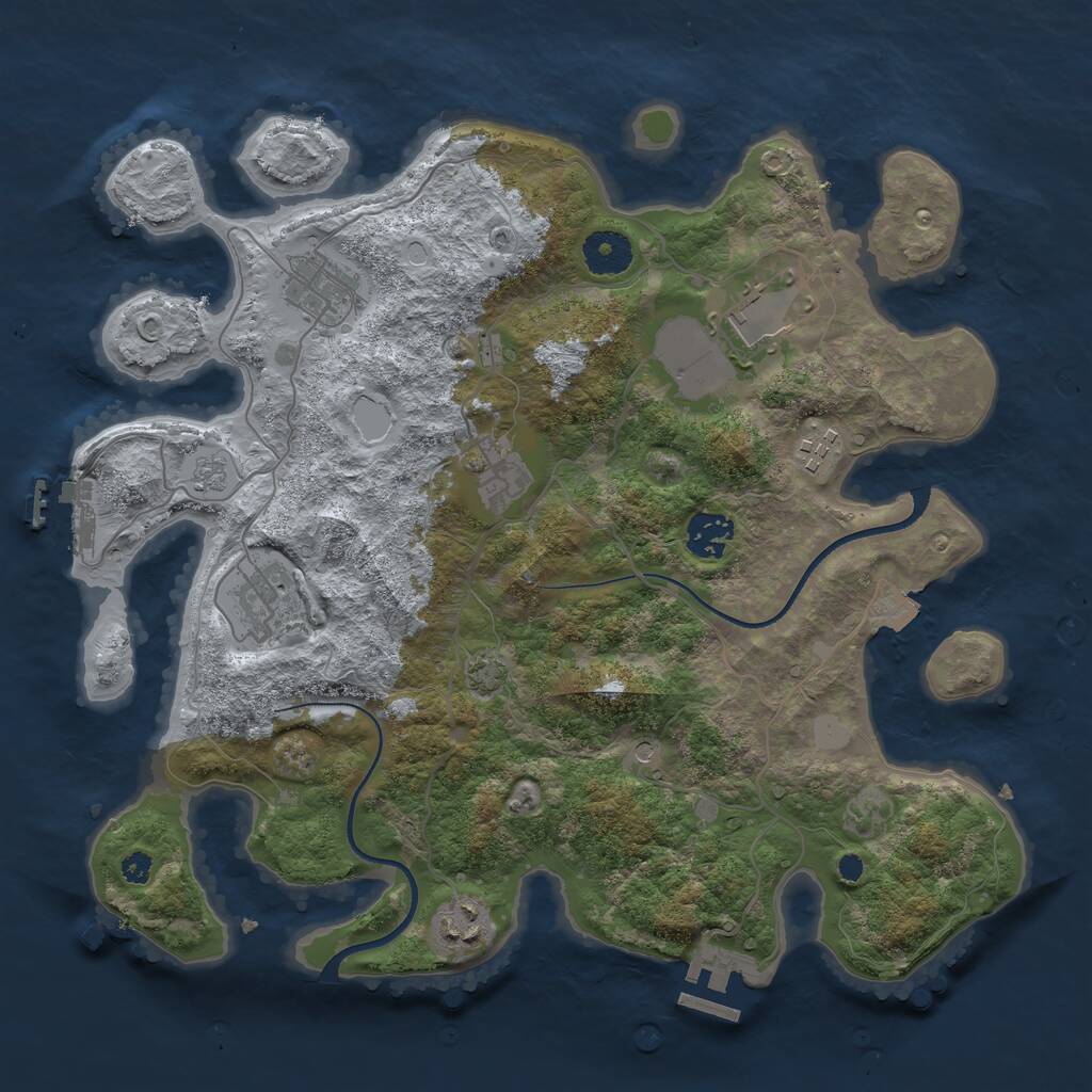 Rust Map: Procedural Map, Size: 3500, Seed: 1110698, 13 Monuments