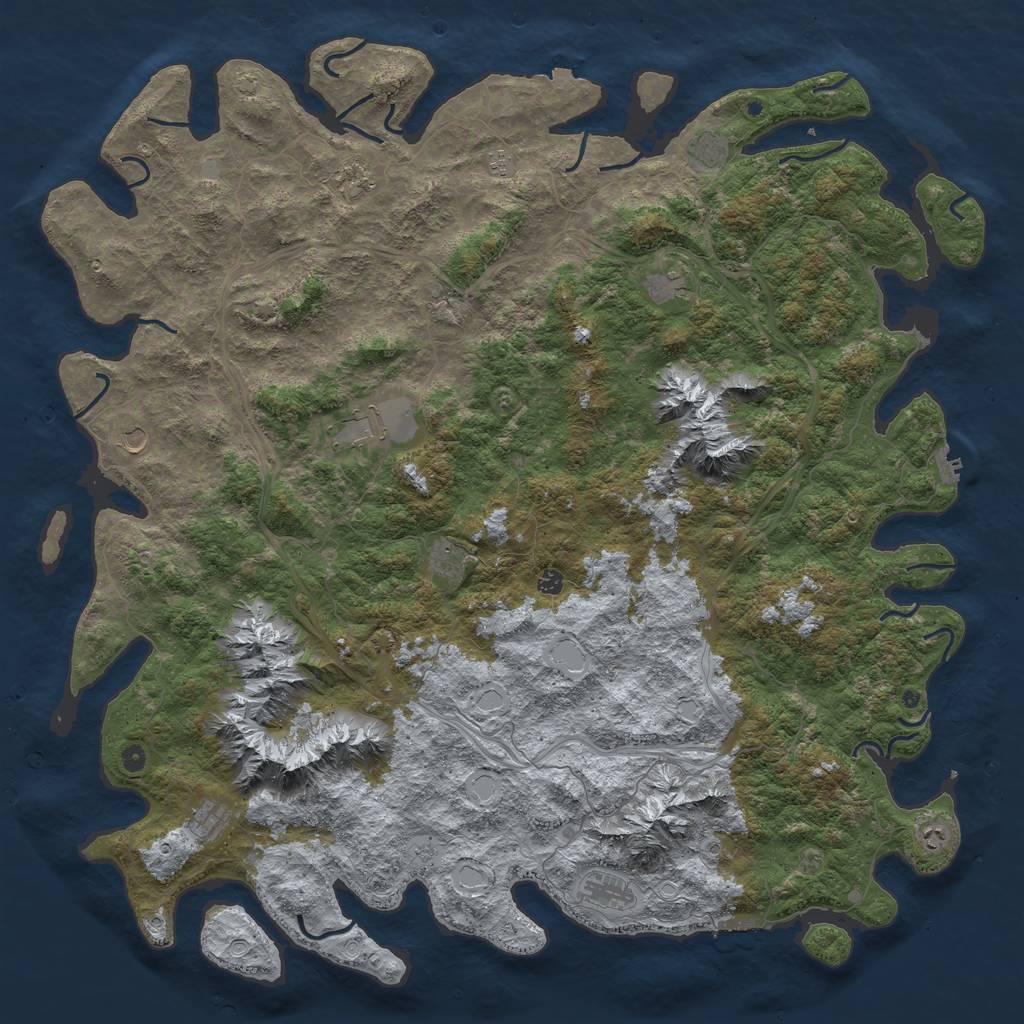 Rust Map: Procedural Map, Size: 6000, Seed: 7518, 19 Monuments