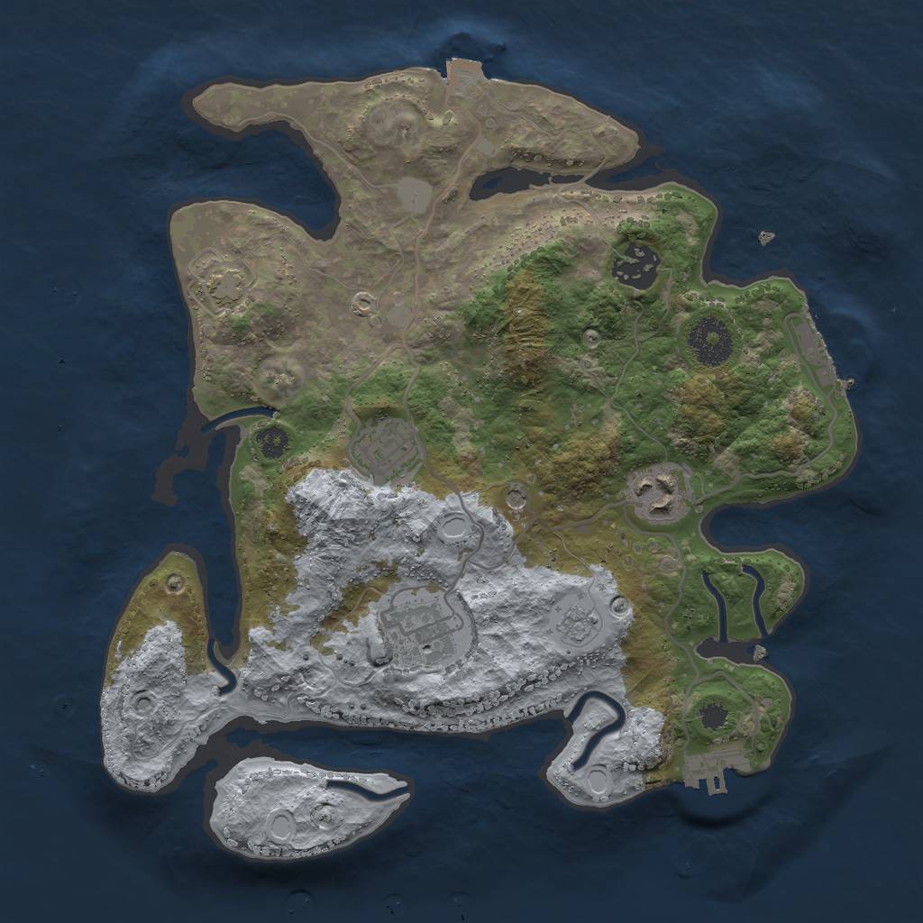 Rust Map: Procedural Map, Size: 3000, Seed: 28282828, 12 Monuments