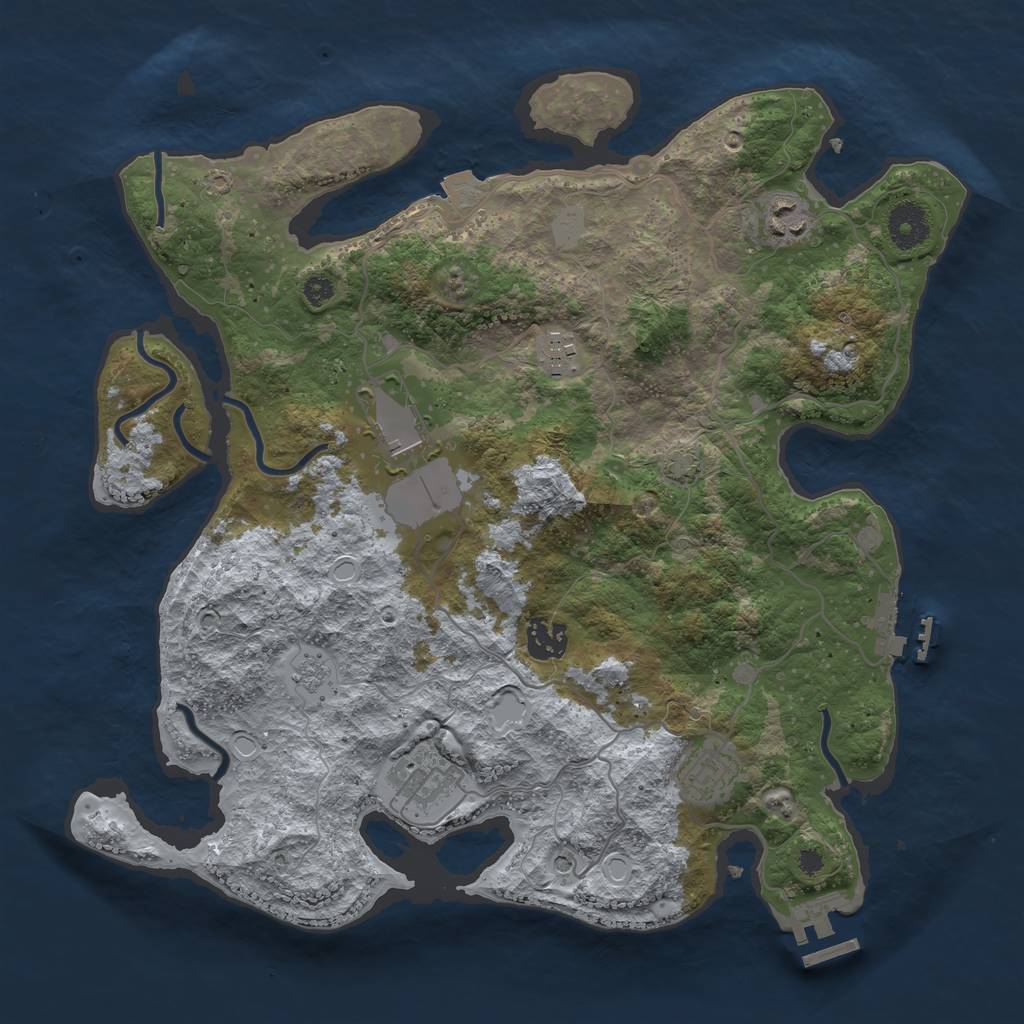 Rust Map: Procedural Map, Size: 3550, Seed: 631186487, 14 Monuments