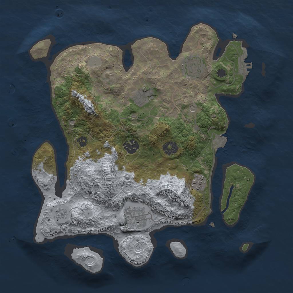 Rust Map: Procedural Map, Size: 3000, Seed: 10032, 11 Monuments