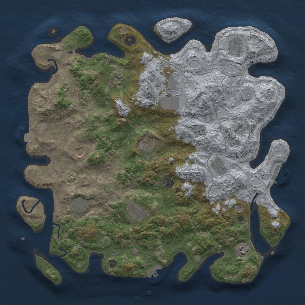 Rust Map: Procedural Map, Size: 4200, Seed: 677407581, 19 Monuments