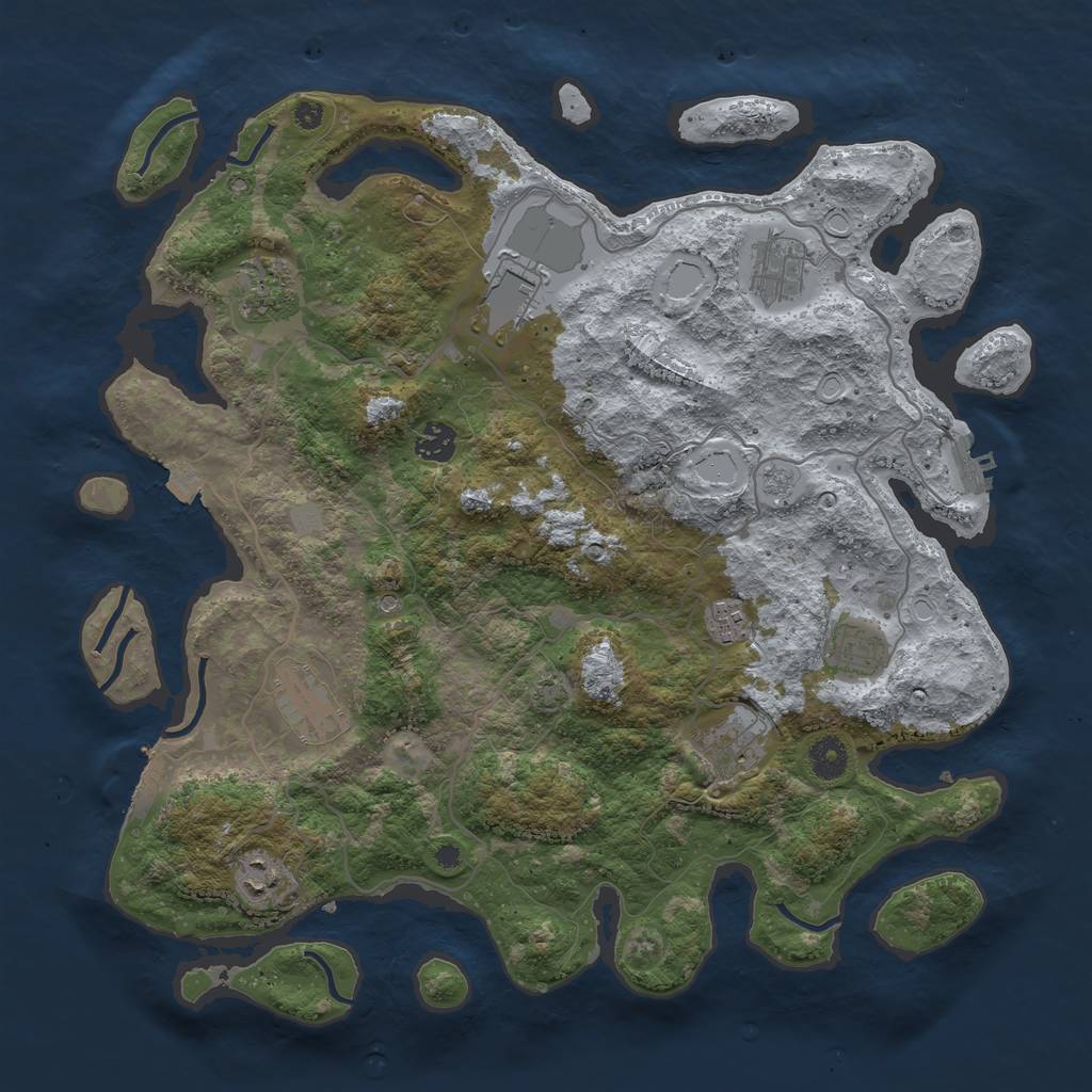 Rust Map: Procedural Map, Size: 4000, Seed: 707686693, 17 Monuments