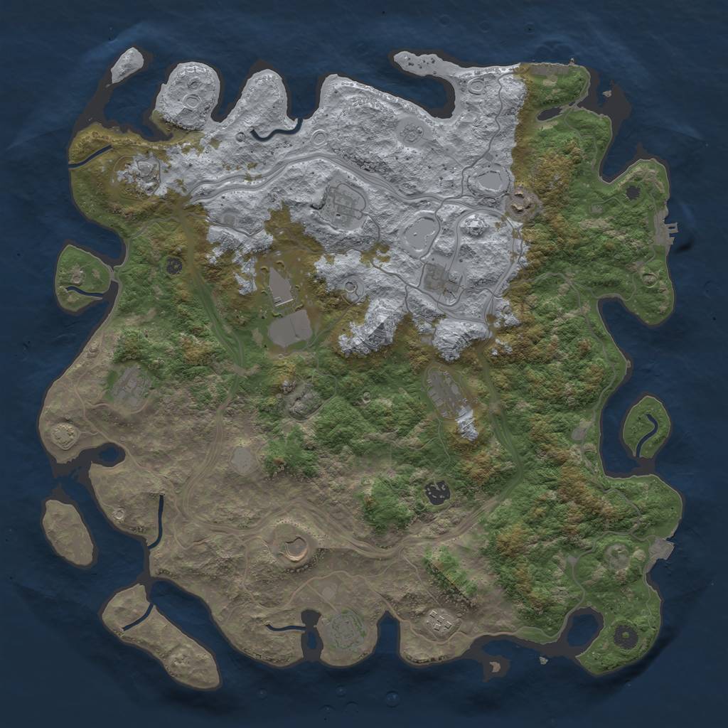 Rust Map: Procedural Map, Size: 4500, Seed: 1961962285, 19 Monuments