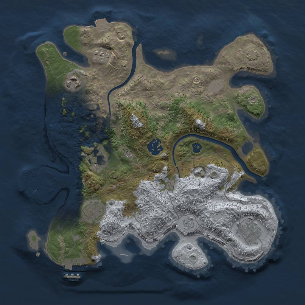 Rust Map: Procedural Map, Size: 3000, Seed: 1849307310, 12 Monuments