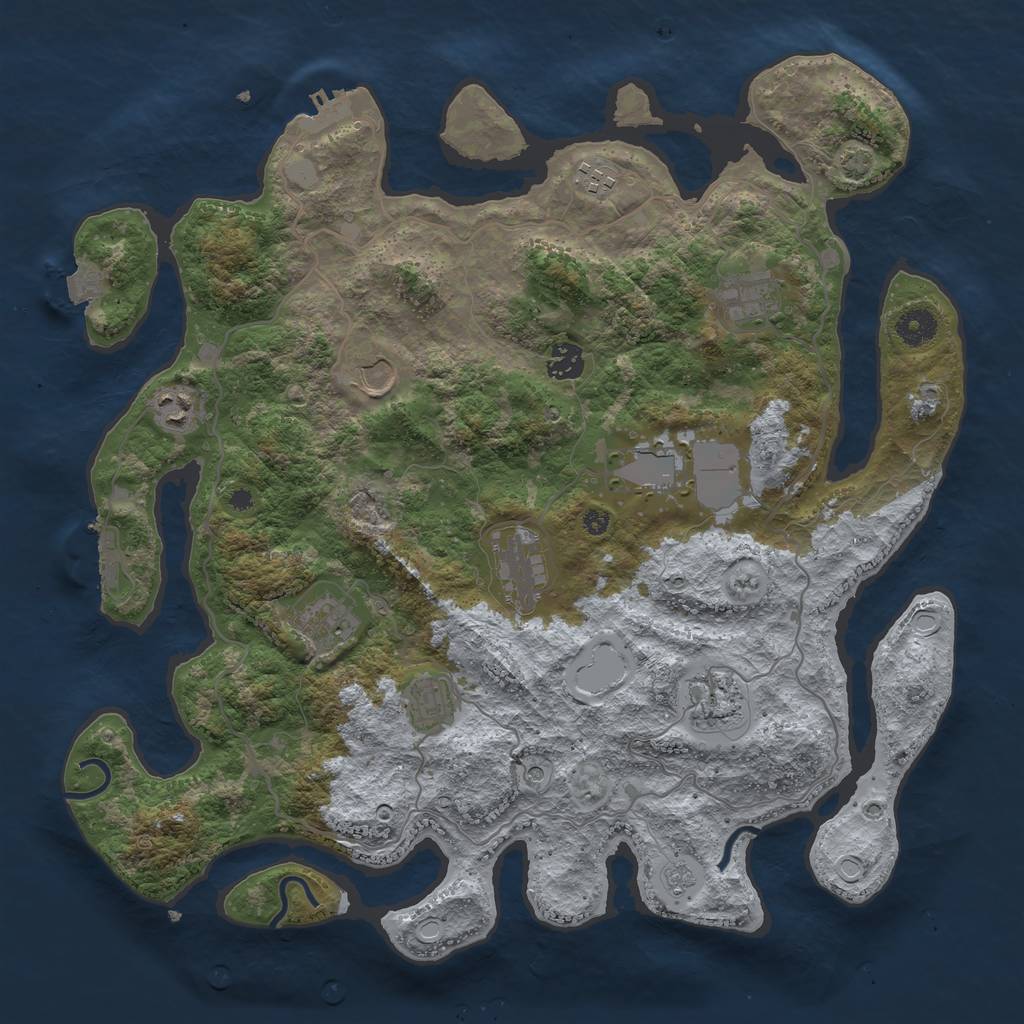 Rust Map: Procedural Map, Size: 4000, Seed: 1930319511, 18 Monuments