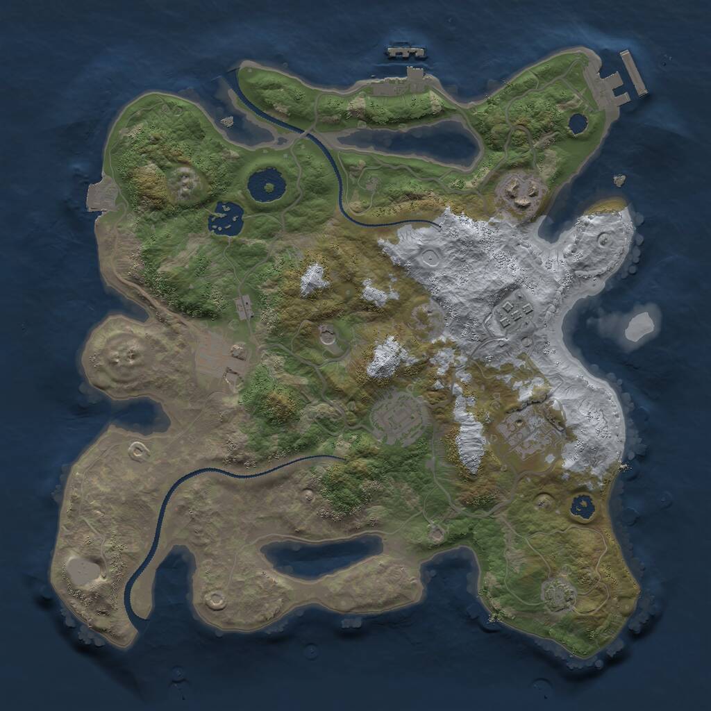 Rust Map: Procedural Map, Size: 3000, Seed: 30180, 11 Monuments