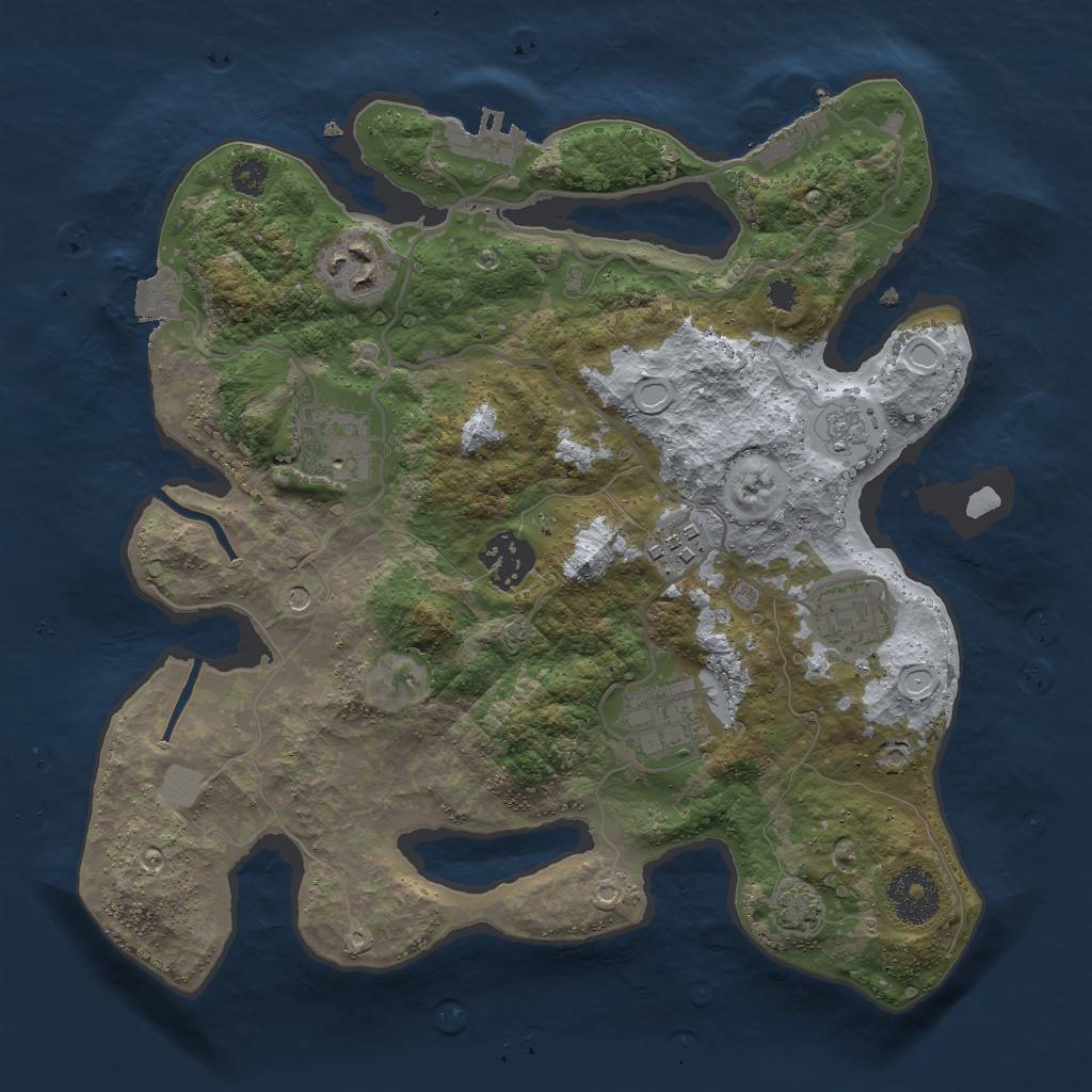 Rust Map: Procedural Map, Size: 3000, Seed: 30180, 14 Monuments