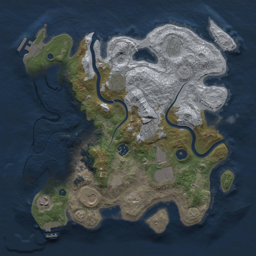 Rust Map: Procedural Map, Size: 3500, Seed: 1723845250, 14 Monuments