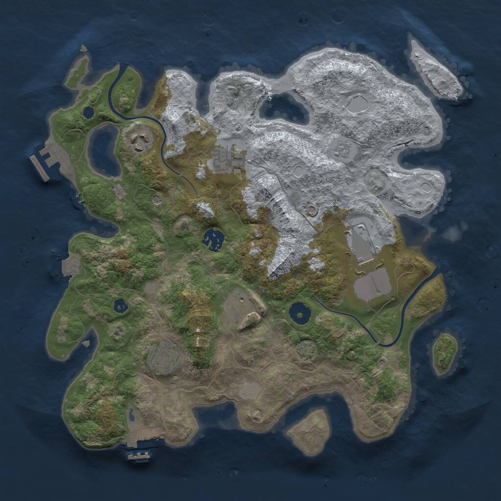 Rust Map: Procedural Map, Size: 3500, Seed: 1723845250, 12 Monuments