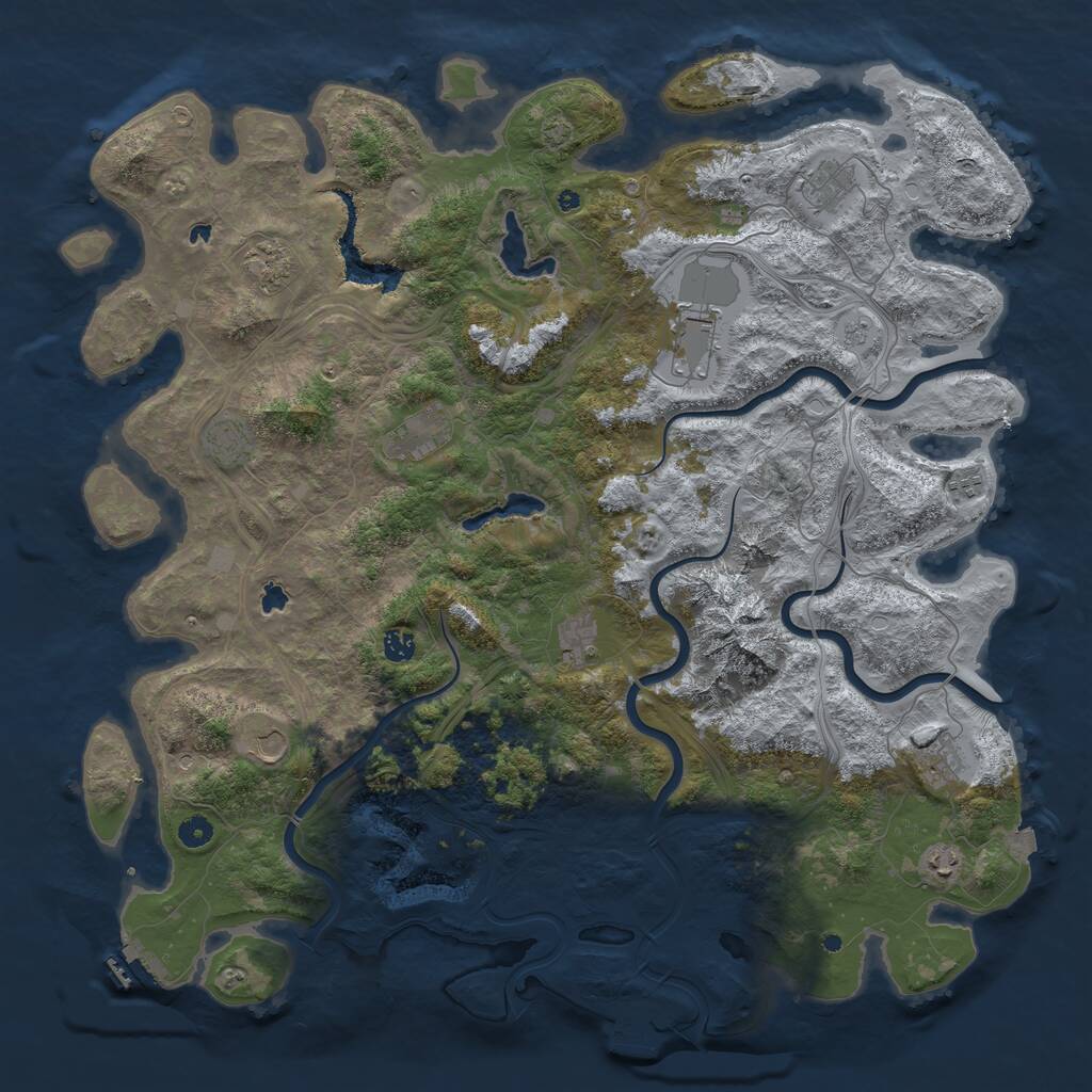 Rust Map: Procedural Map, Size: 5000, Seed: 2060861025, 17 Monuments