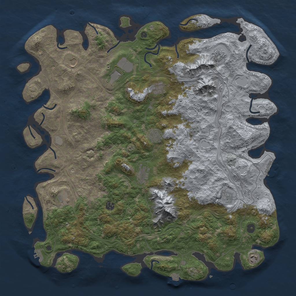 Rust Map: Procedural Map, Size: 5000, Seed: 2060861025, 19 Monuments