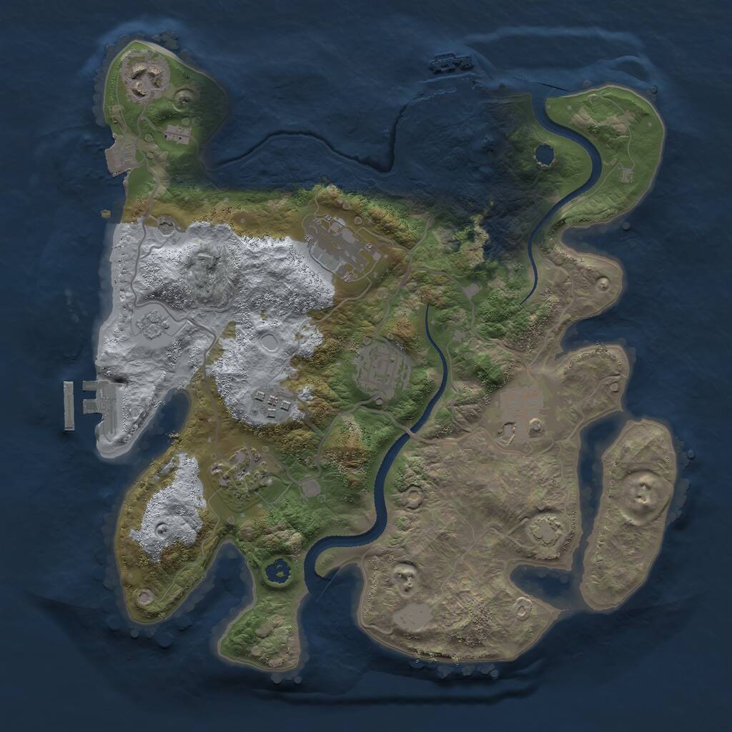 Rust Map: Procedural Map, Size: 3000, Seed: 1358, 12 Monuments