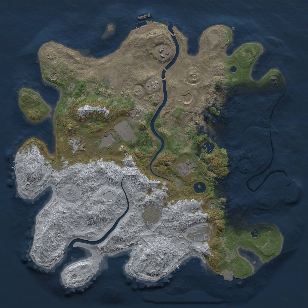 Rust Map: Procedural Map, Size: 3950, Seed: 17486897, 16 Monuments