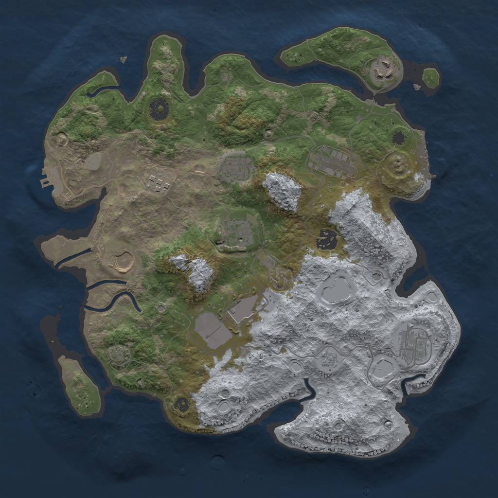Rust Map: Procedural Map, Size: 3500, Seed: 137895392, 17 Monuments