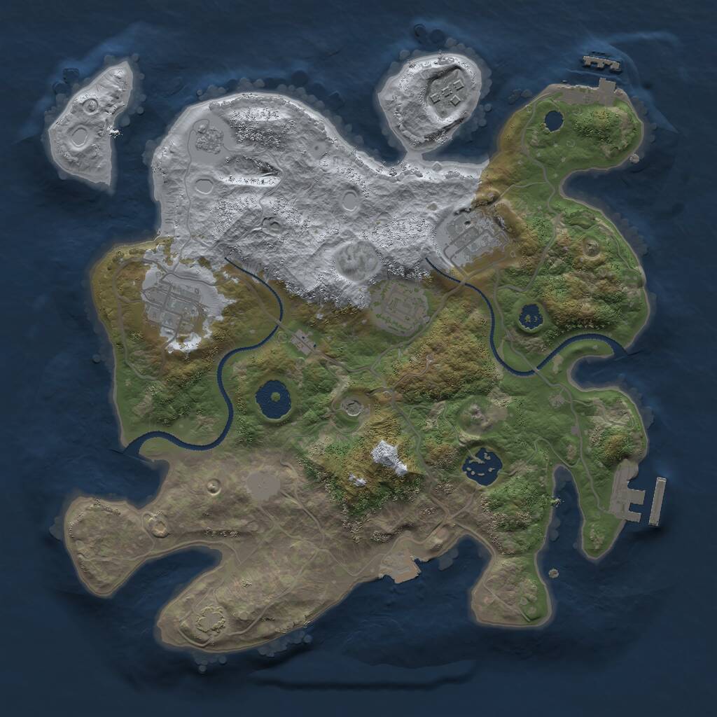Rust Map: Procedural Map, Size: 3000, Seed: 1440874383, 11 Monuments