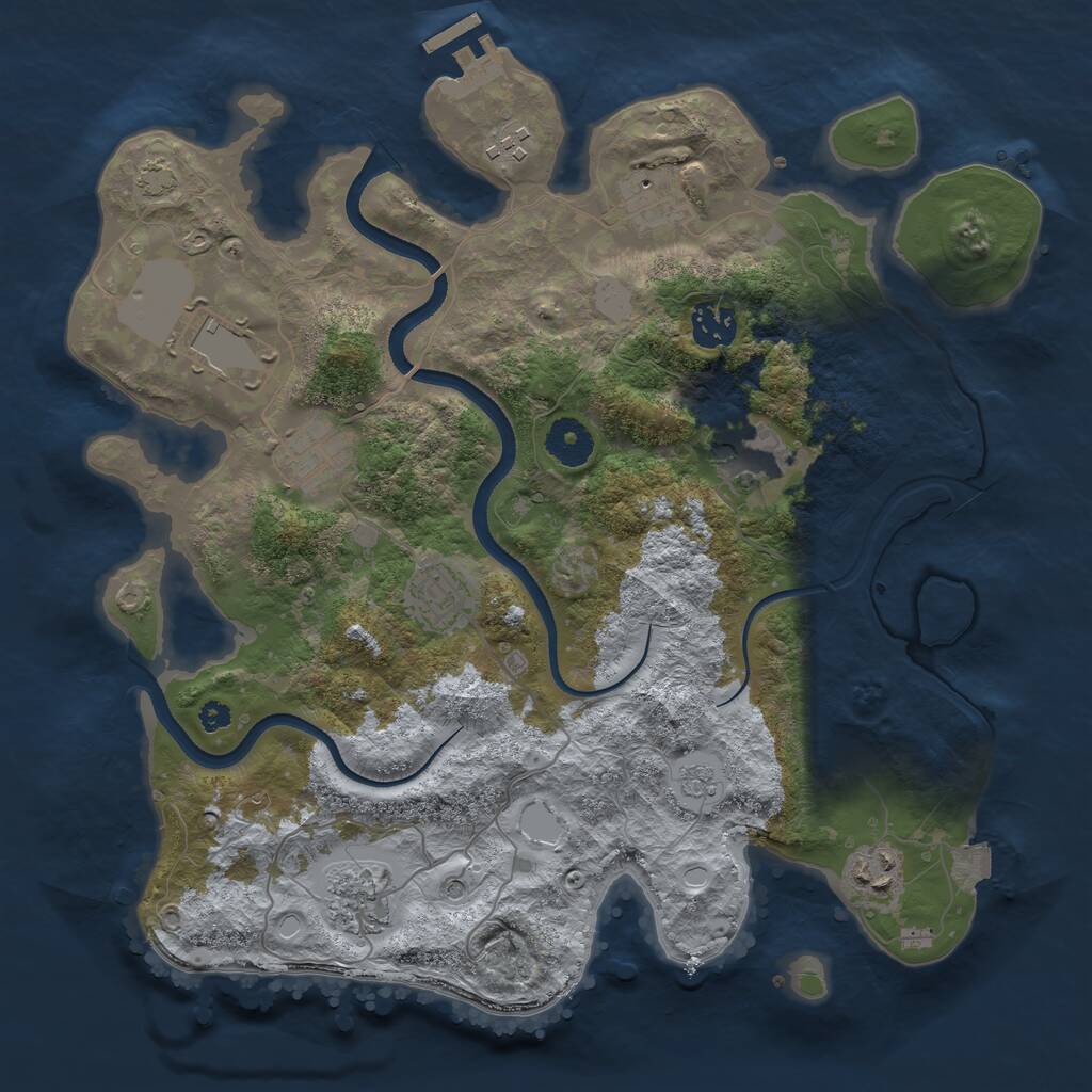 Rust Map: Procedural Map, Size: 3500, Seed: 34270, 14 Monuments