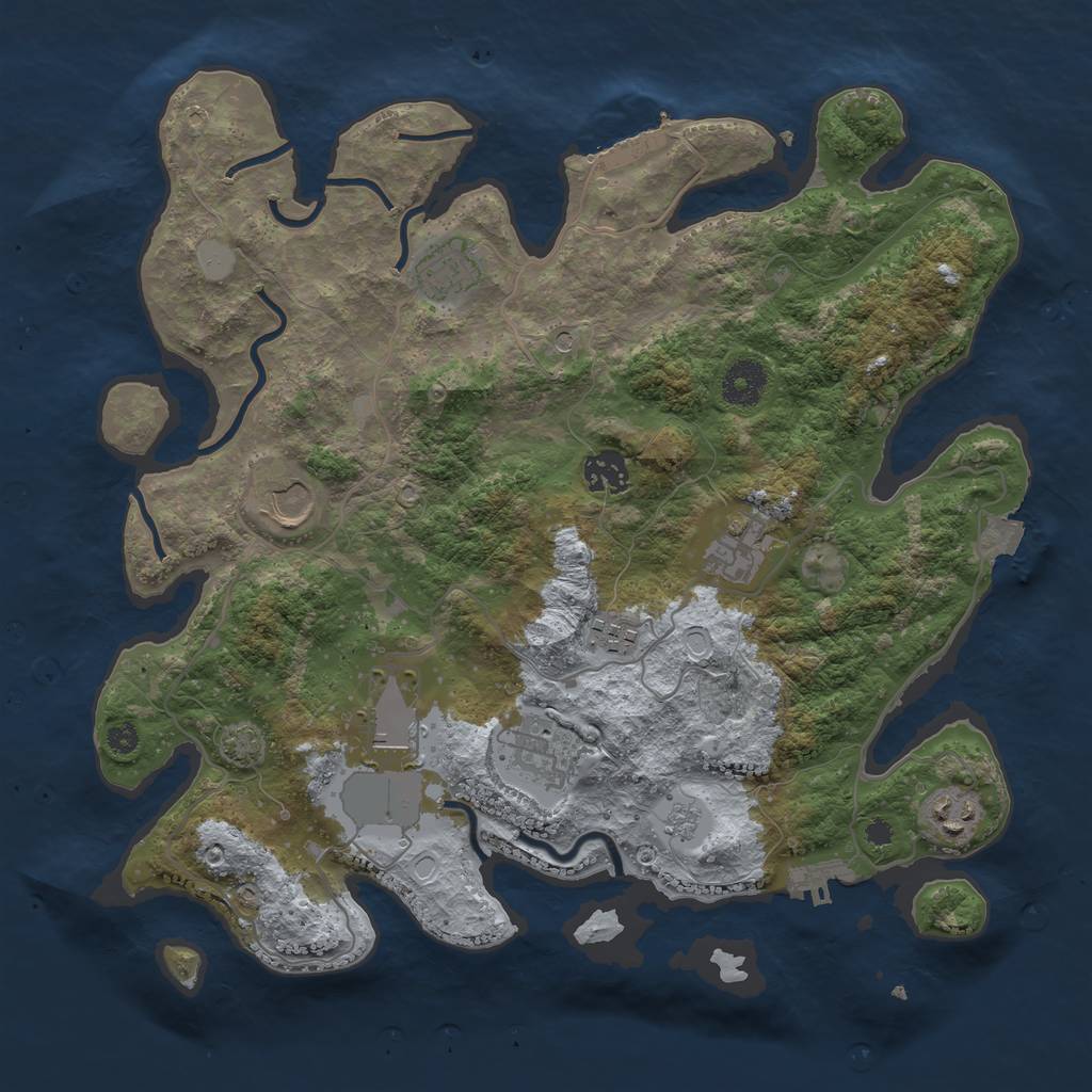 Rust Map: Procedural Map, Size: 3600, Seed: 537453, 16 Monuments