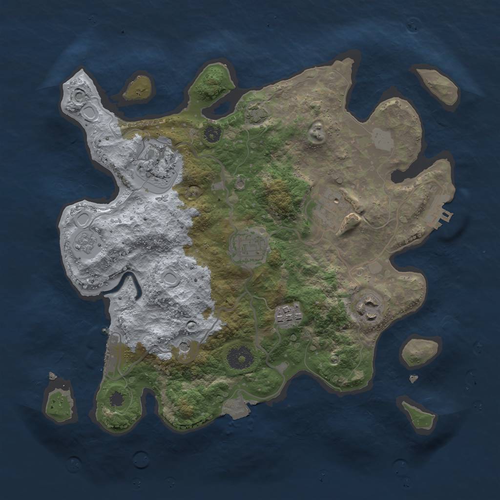 Rust Map: Procedural Map, Size: 3000, Seed: 2424253, 13 Monuments