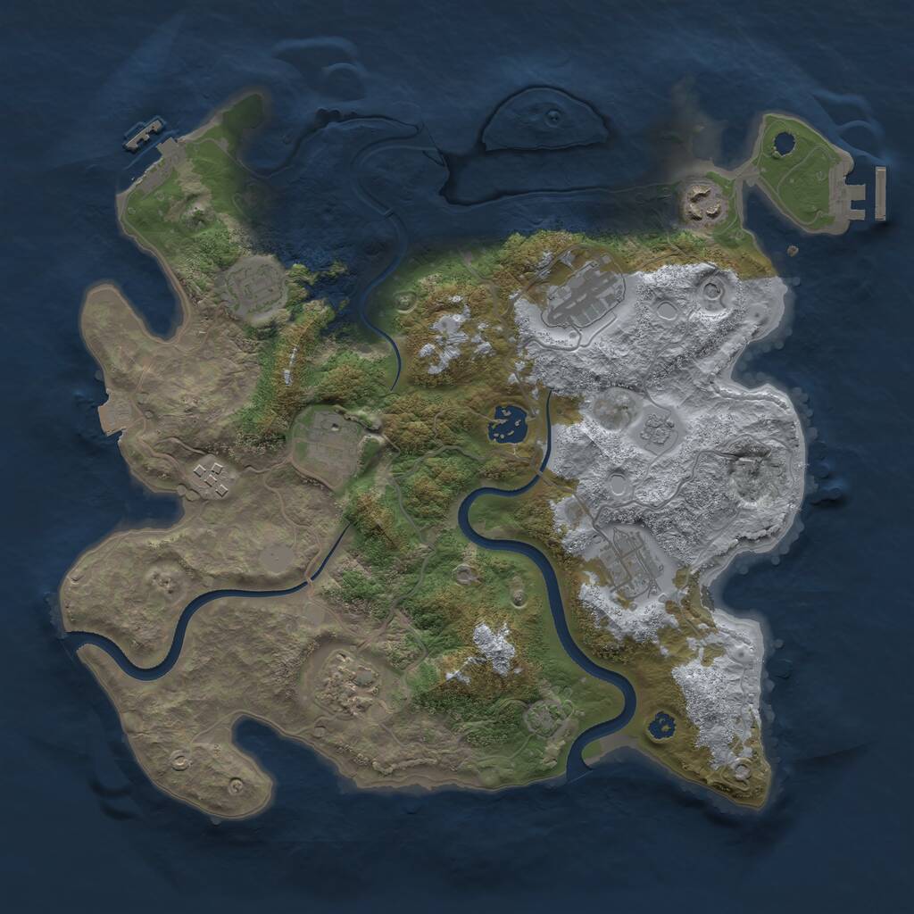 Rust Map: Procedural Map, Size: 3450, Seed: 47475392, 14 Monuments